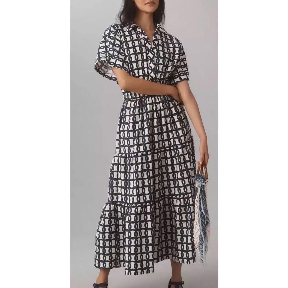 Anthropologie The Somerset Maxi Dress: Blue & Green Design Shirt Dress Edition